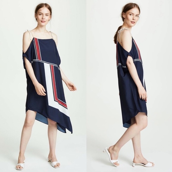NWT Joie Edyte Dress nautical toe strap asymmetrical navy size xs - Picture 1 of 10